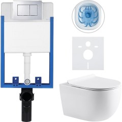 Kompletní podomítkový WC set Lite/Felci - bílá lesklá - WC tlačítko Classic, chrom - k zazdění - 52,5x36 cm