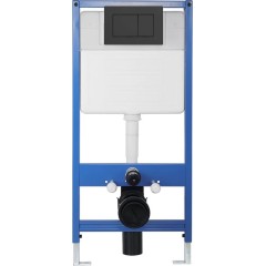 Kompletní podomítkový WC set Lite/Felci - bílá lesklá - WC tlačítko Classic, černé matné - předstěnová instalace/sádrokarton - 52,5x36 cm
