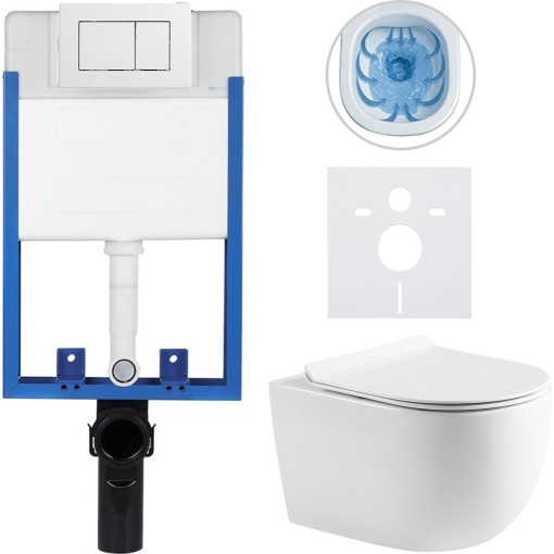 Kompletní podomítkový WC set Lite/Felci - bílá lesklá - WC tlačítko Classic, bílé - k zazdění - 52,5x36 cm