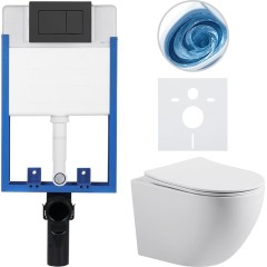 Kompletní podomítkový WC set Lite/Cesso - bílá lesklá - WC tlačítko Classic, černé matné - k zazdění - 49x36 cm