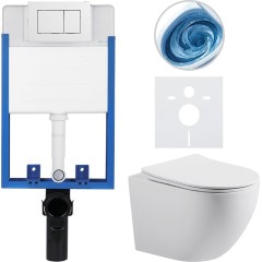 Kompletní podomítkový WC set Lite/Cesso - bílá matná - WC tlačítko Classic, bílé - k zazdění - 49x36 cm