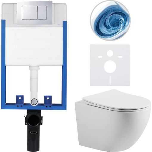 Kompletní podomítkový WC set Lite/Cesso - bílá matná - WC tlačítko Classic, chrom - k zazdění - 49x36 cm