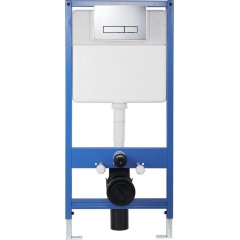 Kompletní podomítkový WC set Lite/Cesso - bílá matná - WC tlačítko Slim, chrom - předstěnová instalace/sádrokarton - 49x36 cm