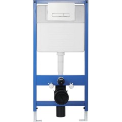 Kompletní podomítkový WC set Lite/Cesso - černá matná - WC tlačítko Slim, bílé - předstěnová instalace/sádrokarton - 49x36 cm