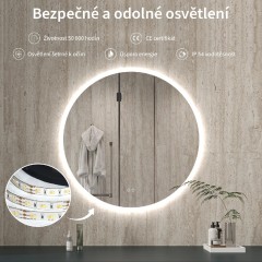 Koupelnové LED zrcadlo Aureo - Ø 50 cm