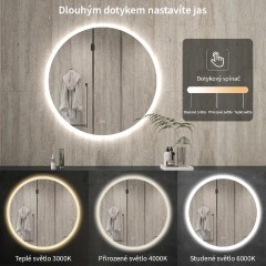 Koupelnové LED zrcadlo Aureo - Ø 60 cm