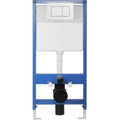 Podomítkový WC set, modul, WC tlačítko Classic, podložka, bílé - předstěnová instalace/sádrokarton