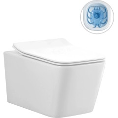 WC závěsné Forte, Rimless + Slim/UF sedátko - bílá lesklá - 51x36 cm