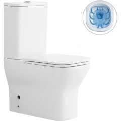 WC kombi Hugo, Rimless + Slim/UF sedátko - spodní/zadní odpad - bílá lesklá - 63,5x35,5 cm