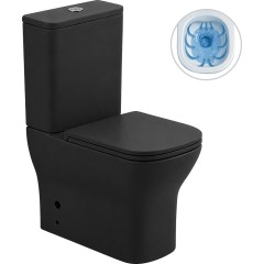 WC kombi Hugo, Rimless + Slim/UF sedátko - spodní/zadní odpad - černá matná - 63,5x35,5 cm