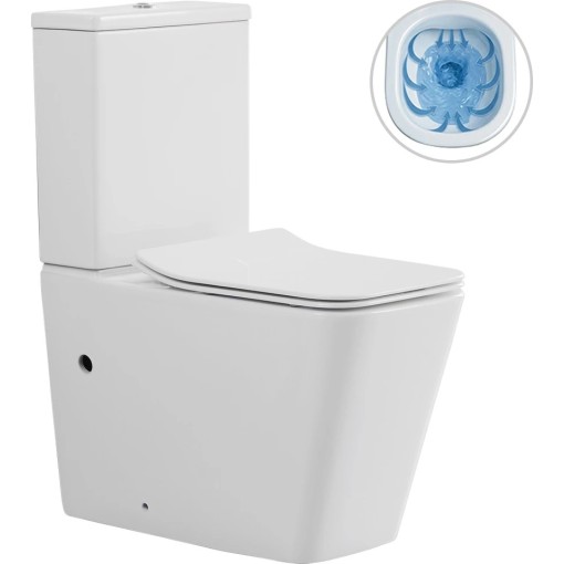 WC kombi Bruno, Rimless + Slim/UF sedátko - spodní/zadní odpad - bílá lesklá - 64x36 cm