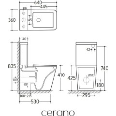 WC kombi Bruno, Rimless + Slim/UF sedátko - spodní/zadní odpad - bílá lesklá - 64x36 cm