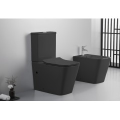 WC kombi Bruno, Rimless + Slim/UF sedátko - spodní/zadní odpad- černá matná - 64x36 cm