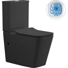 WC kombi Bruno, Rimless + Slim/UF sedátko - spodní/zadní odpad- černá matná - 64x36 cm