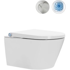WC závěsné s integrovaným elektronickým bidetem Cronus Standard, Vortex Rimless 180° + UF sedátko - bílá lesklá - 59,3x38,4 cm