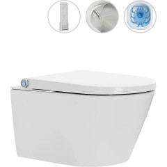 WC závěsné s integrovaným elektronickým bidetem Cronus Pro, Vortex Rimless 180° + UF sedátko - bílá lesklá - 59,3x38,4 cm