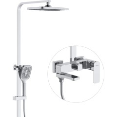 Sprchový nástěnný sloup Zenira - vanová otočná baterie - chrom