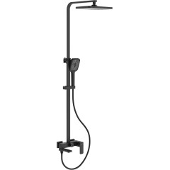 Sprchový nástěnný sloup Zenira - vanová otočná baterie - černá matná