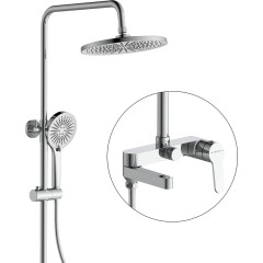 Sprchový nástěnný sloup Velea - vanová otočná baterie - chrom - 78-123 cm