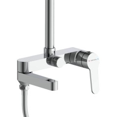 Sprchový nástěnný sloup Velea - vanová otočná baterie - chrom - 78-123 cm