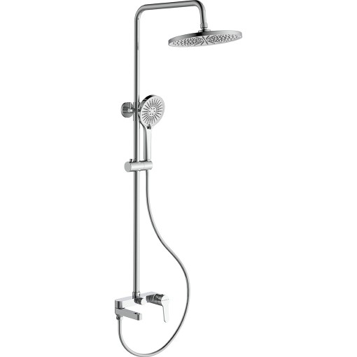 Sprchový nástěnný sloup Velea - vanová otočná baterie - chrom - 78-123 cm