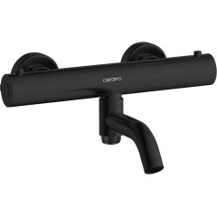 Vanová nástěnná baterie Selma - termostatická - otočný výtok - černá matná