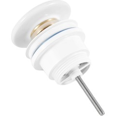 Umyvadlová výpusť - 5/4“ click-clack - univerzální - keramická zátka - bílá matná
