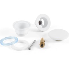 Umyvadlová výpusť - 5/4“ click-clack - univerzální - keramická zátka - bílá matná