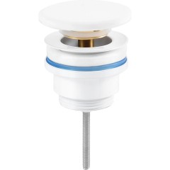 Umyvadlová výpusť - 5/4“ click-clack - univerzální - keramická zátka - bílá matná