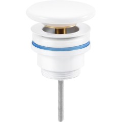 Umyvadlová výpusť - 5/4“ click-clack - univerzální - keramická zátka lesklá - bílá matná