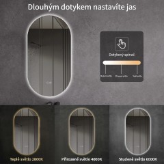 Koupelnové LED zrcadlo Luno - 40x60 cm