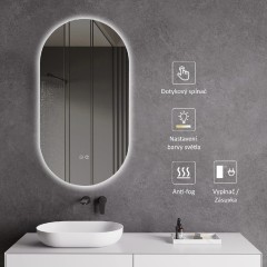 Koupelnové LED zrcadlo Luno - 40x80 cm