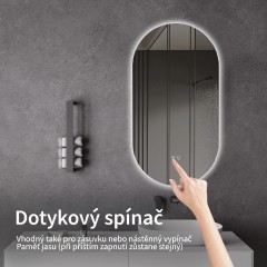 Koupelnové LED zrcadlo Luno - 40x80 cm