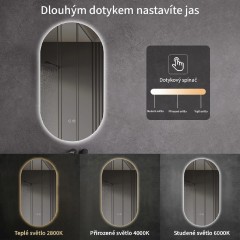 Koupelnové LED zrcadlo Luno - 40x80 cm