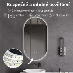 Koupelnové LED zrcadlo Luno - 40x80 cm