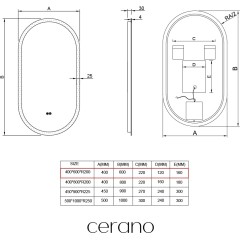 Koupelnové LED zrcadlo Toro - 40x60 cm