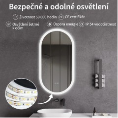 Koupelnové LED zrcadlo Toro - 40x60 cm