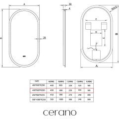 Koupelnové LED zrcadlo Toro - 40x80 cm