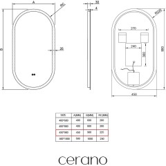 Koupelnové LED zrcadlo Toro - 45x90 cm