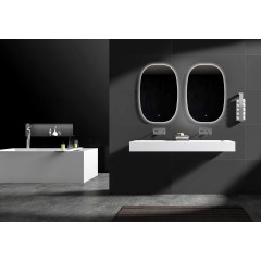 Umyvadlo z litého mramoru Geminia - nástěnné - bílá matná - 163x45 cm