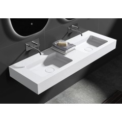 Umyvadlo z litého mramoru Geminia - nástěnné - bílá matná - 163x45 cm