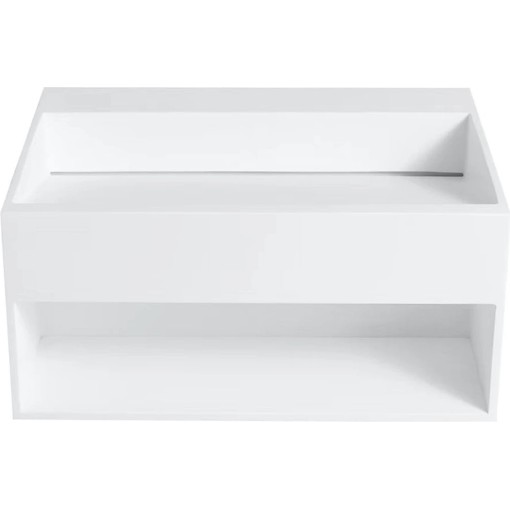 Umyvadlo z litého mramoru Domio - nástěnné - bílá matná - 60x46 cm