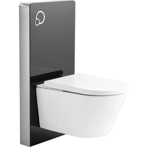 Sanitární splachovací modul pro WC závěsné - černá matná - 48,3x100 cm