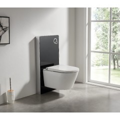 Sanitární splachovací modul pro WC závěsné - černá matná - 48,3x100 cm