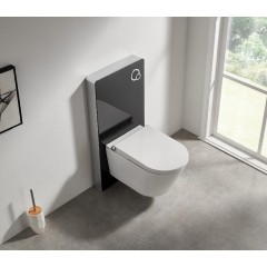 Sanitární splachovací modul pro WC závěsné - černá matná - 48,3x100 cm