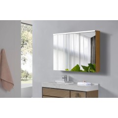 Koupelnová zrcadlová skříňka s LED osvětlením Avia - dub medový - 95x70x16,5 cm