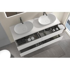 Koupelnová skříňka Carole + deska pod umyvadlo Navira Slim - 18 mm - bílá matná - 160x49,8x46 cm