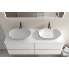 Koupelnová skříňka Carole + deska pod umyvadlo Navira Slim - 18 mm - bílá matná - 160x49,8x46 cm