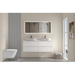 Koupelnová skříňka Carole + deska pod umyvadlo Navira Slim - 18 mm - bílá matná - 160x49,8x46 cm