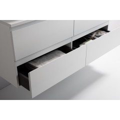 Koupelnová skříňka Carole + deska pod umyvadlo Navira Slim - 18 mm - bílá matná - 160x49,8x46 cm